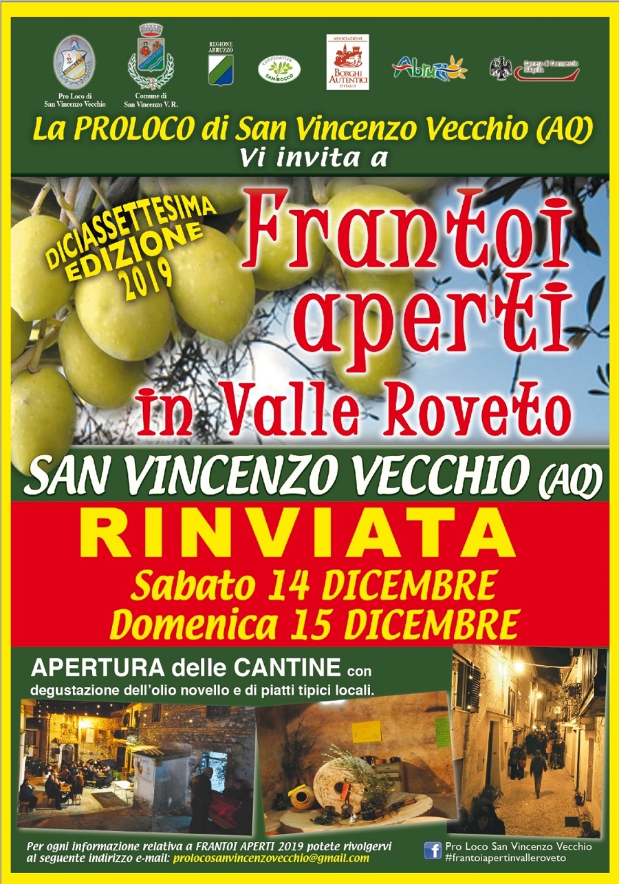 diciassettesima edizione dell'evento 'Frantoi aperti in Valle Roveto'