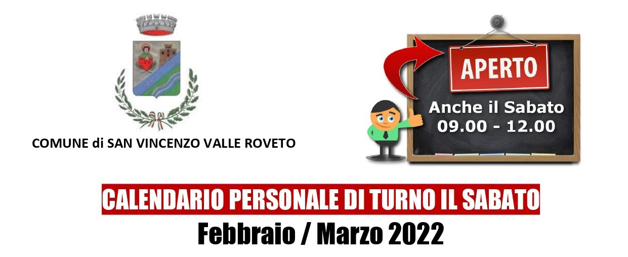 Calendario personale di turno il sabato Febbraio/Marzo 2022 Calendario personale di turno il sabato Febbraio/Marzo 2022